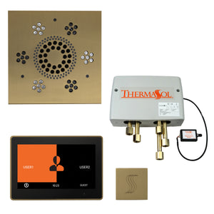 The Total Wellness Package with 10" ThermaTouch Trim Upgraded, by ThermaSol square satin brass