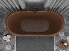 Load image into Gallery viewer, Aeris 66 in. Handmade Copper Double Slipper Clawfoot Non-Whirlpool Bathtub in Hammered Antique Copper