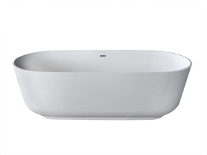 Sabbia 5.9 ft. Solid Surface Classic Soaking Bathtub in Matte White and Kros Faucet in Chrome