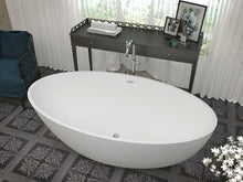 Load image into Gallery viewer, Hangiri 5.5 ft. Solid Surface Center Drain Freestanding Bathtub in Matte White