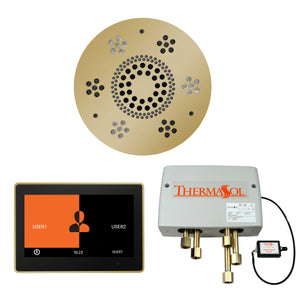 The Wellness Shower Package with ThermaTouch by ThermaSol 10 inch round polished brass