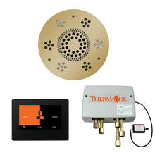Load image into Gallery viewer, The Wellness Shower Package with ThermaTouch by ThermaSol 7 inch round polished brass