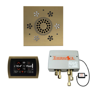 The Wellness Shower Package with SignaTouch Trim Upgraded by ThermaSol square satin brass