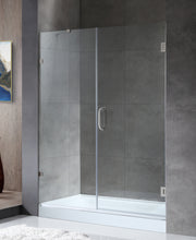 Load image into Gallery viewer, Consort Series 60 in. by 72 in. Frameless Hinged Alcove Shower Door in Brushed Nickel with Handle