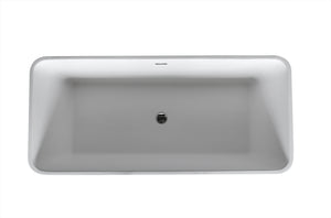 Cenere 4.9 ft. Solid Surface Classic Soaking Bathtub in Matte White and Kros Faucet in Chrome
